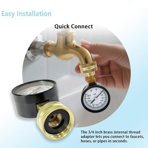 YSIL 0-100 PSI مقياس اختبار ضغط المياه 3/4 بوصة GHT أنثى خرطوم حديقة علبة حديد مع حلقة إغلاق لقياس نظام الري المنزلي in Kuwait