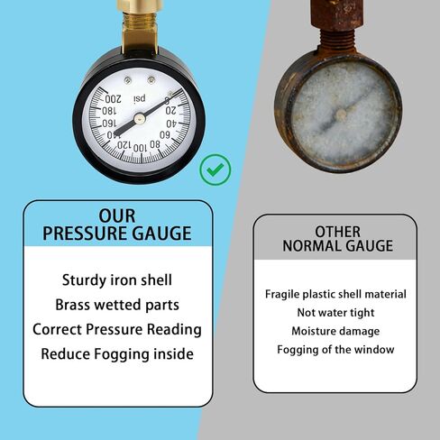 YSIL 0-100 PSI مقياس اختبار ضغط المياه 3/4 بوصة GHT أنثى خرطوم حديقة علبة حديد مع حلقة إغلاق لقياس نظام الري المنزلي in Kuwait