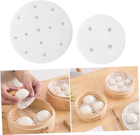 200 Sheets Perforated Disposable Steamer Paper Non Stick Baking and Bbq Silicone Oil Liners for Steamers for Dim Sum Dumplings Rice Cakes in Saudi Arabia