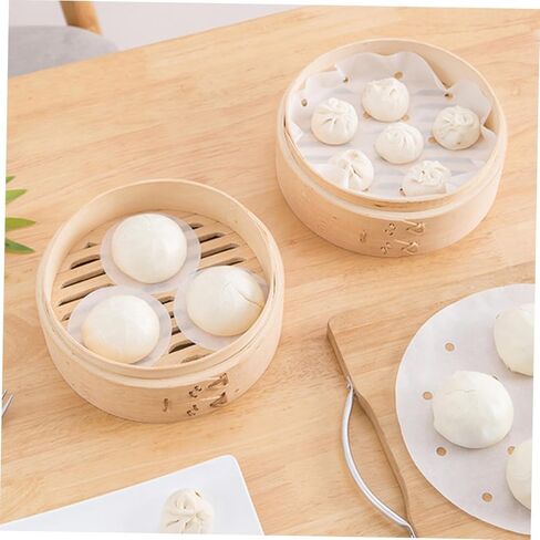 200 Sheets Perforated Disposable Steamer Paper Non Stick Baking and Bbq Silicone Oil Liners for Steamers for Dim Sum Dumplings Rice Cakes in Saudi Arabia