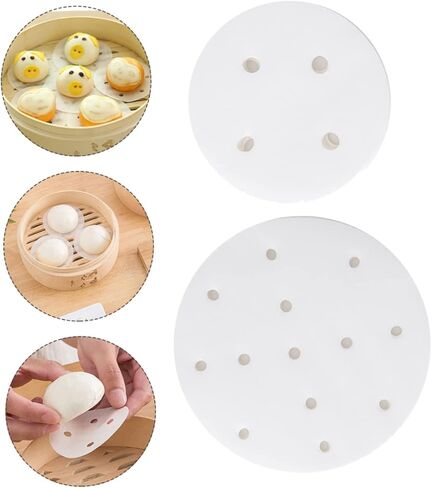 200 Sheets Perforated Disposable Steamer Paper Non Stick Baking and Bbq Silicone Oil Liners for Steamers for Dim Sum Dumplings Rice Cakes in Saudi Arabia