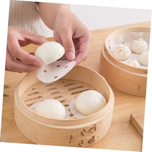 200 Sheets Perforated Disposable Steamer Paper Non Stick Baking and Bbq Silicone Oil Liners for Steamers for Dim Sum Dumplings Rice Cakes in Saudi Arabia