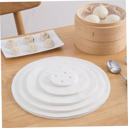 200 Sheets Perforated Disposable Steamer Paper Non Stick Baking and Bbq Silicone Oil Liners for Steamers for Dim Sum Dumplings Rice Cakes in Saudi Arabia