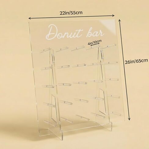 حامل عرض جداري كبير على شكل دونات من ZOOYOO لـ 50 دونات - حامل دونات أكريليك شفاف مقاس 22 × 26 بوصة للحفلات وحفلات الزفاف وأعياد الميلاد - قطعة مركزية لطاولة الحلوى مع 25 أوتاد وقاعدة ثابتة مقاس 8 بوصات in Kuwait