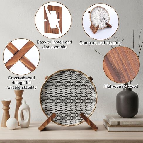 Platter Display Stand, Bowl Display Stand, 6.5 Inch Bowl Holder Wooden Stands for Displays Extra Wooden Plate Stands Deep Decorative Platter Easel Holder for Decorative Pottery Bowls Picture Dish Book in Saudi Arabia