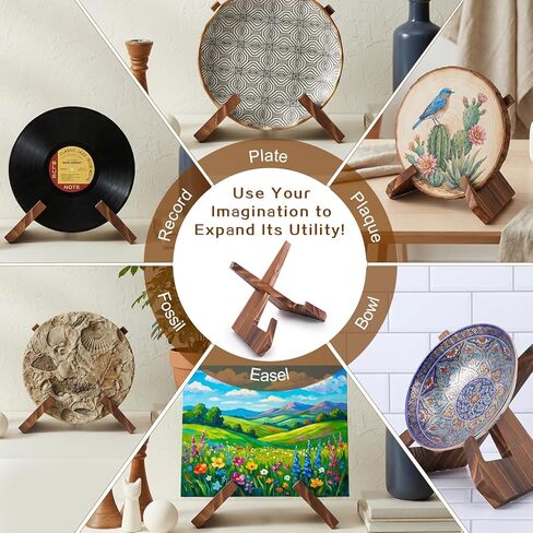 Platter Display Stand, Bowl Display Stand, 6.5 Inch Bowl Holder Wooden Stands for Displays Extra Wooden Plate Stands Deep Decorative Platter Easel Holder for Decorative Pottery Bowls Picture Dish Book in Saudi Arabia
