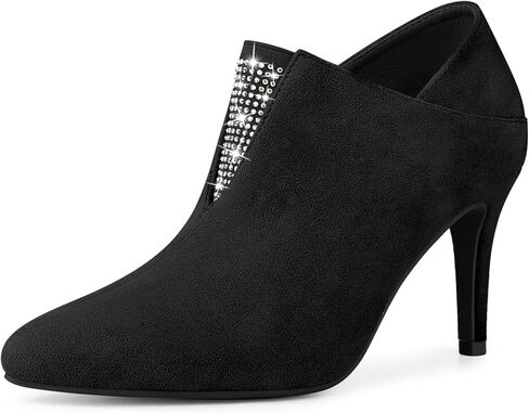 Allegra K Women's Pointed Toe Rhinestones Pull on Stiletto Heel Ankle Booties in Saudi Arabia