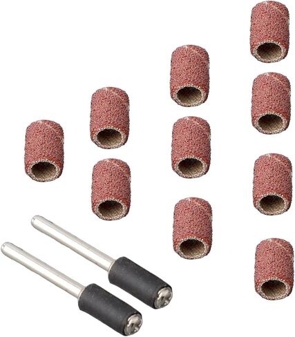 مجموعة طبلة الصنفرة مع 10 أكمام طبلة و2 قضبان تمديد للأدوات الدوارة، وأكمام كاشطة للمعادن والخشب وتلميع DIY، وطحن وإزالة الأزيز 12 قطعة (مجموعة صغيرة) in Kuwait