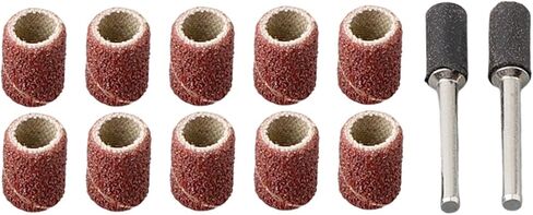 مجموعة طبلة الصنفرة مع 10 أكمام طبلة و2 قضبان تمديد للأدوات الدوارة، وأكمام كاشطة للمعادن والخشب وتلميع DIY، وطحن وإزالة الأزيز 12 قطعة (مجموعة صغيرة) in Kuwait