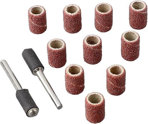 مجموعة طبلة الصنفرة مع 10 أكمام طبلة و2 قضبان تمديد للأدوات الدوارة، وأكمام كاشطة للمعادن والخشب وتلميع DIY، وطحن وإزالة الأزيز 12 قطعة (مجموعة صغيرة) in Kuwait