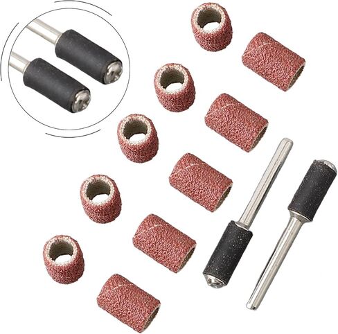 مجموعة طبلة الصنفرة مع 10 أكمام طبلة و2 قضبان تمديد للأدوات الدوارة، وأكمام كاشطة للمعادن والخشب وتلميع DIY، وطحن وإزالة الأزيز 12 قطعة (مجموعة صغيرة) in Kuwait