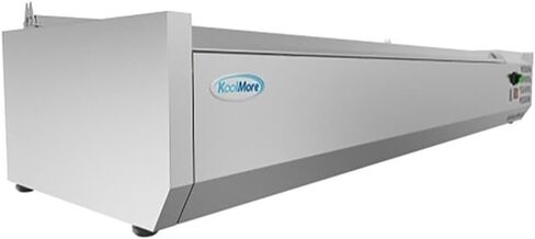 Pemberly Row 59" Stainless Steel Refrigerated Countertop Prep Rail, Silver Finish, Includes Six 1/3 Food Pans, Digital Temperature Display, Space-Saving Design for Cafes, Restaurants, or Food Trucks in Saudi Arabia