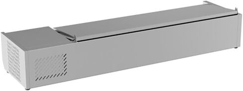 Pemberly Row 59" Stainless Steel Refrigerated Countertop Prep Rail, Silver Finish, Includes Six 1/3 Food Pans, Digital Temperature Display, Space-Saving Design for Cafes, Restaurants, or Food Trucks in Saudi Arabia