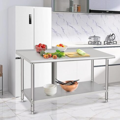 Stainless Steel Table Prep & Work Table 24 x 60 Inches NSF Heavy Duty Commercial with Undershelf and Backsplash for Restaurant Kitchen Home and Hotel in Saudi Arabia
