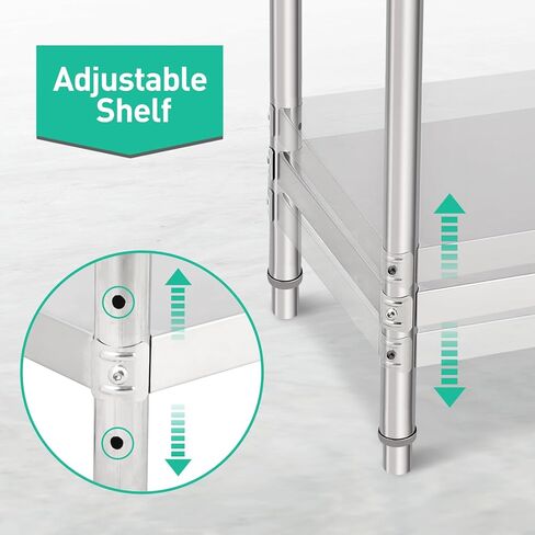 Stainless Steel Table Prep & Work Table 24 x 60 Inches NSF Heavy Duty Commercial with Undershelf and Backsplash for Restaurant Kitchen Home and Hotel in Saudi Arabia