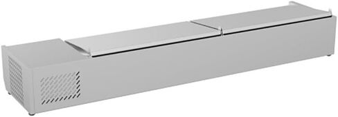 Pemberly Row 71" Stainless Steel Refrigerated Countertop Prep Rail, Silver Finish, Includes Eight 1/3 Food Pans, Digital Temperature Display, NSF Compliant Commercial Kitchen Refrigeration Unit in Saudi Arabia