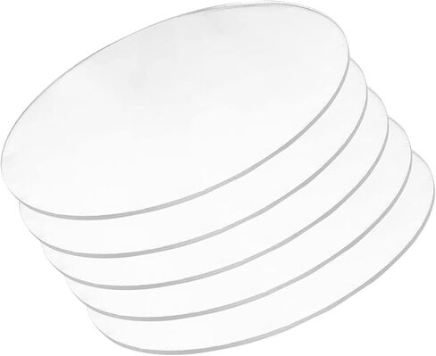 5 Pieces Clear Acrylic Round Sheets Thickness 6Mm, Plastic Disc Diameter 70-100Mm for Product Display, Painting and DIY Projects, 100mm(Diameter 80mm) in Saudi Arabia