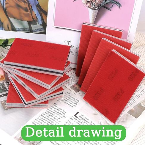 مجموعة إسفنجة سنفرة مكونة من 32 قطعة، 12 درجة مختلفة من كتلة الصنفرة 180-3000 حبيبة، ورق رمل قابل لإعادة الاستخدام رطب وجاف مقاس 4 × 3 بوصة للجدران الجافة المصنوعة من الخشب المعدني وطلاء السيارات والبلاستيك DIY (مجموعة متنوعة من الحبيبات) in Kuwait