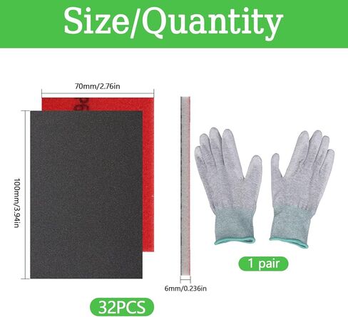 مجموعة إسفنجة سنفرة مكونة من 32 قطعة، 12 درجة مختلفة من كتلة الصنفرة 180-3000 حبيبة، ورق رمل قابل لإعادة الاستخدام رطب وجاف مقاس 4 × 3 بوصة للجدران الجافة المصنوعة من الخشب المعدني وطلاء السيارات والبلاستيك DIY (مجموعة متنوعة من الحبيبات) in Kuwait