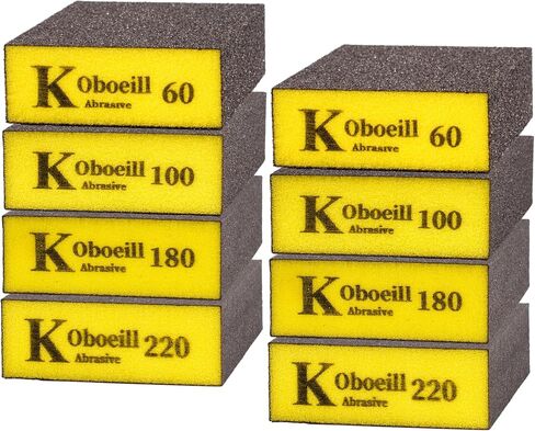 8 قطع من إسفنجات الصنفرة، 60،100،180،220 قطعة من كتل صنفرة الحوائط الجافة للخشب، وكتل ورق الصنفرة القابلة لإعادة الاستخدام، وإسفنجات ورق الصنفرة القابلة للغسل، وكتل رمل اليد الجافة الرطبة للزجاج المعدني للحوائط الجافة الخشبية in Kuwait