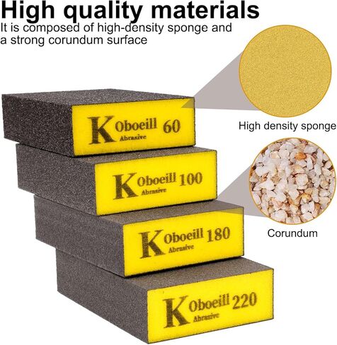 8 قطع من إسفنجات الصنفرة، 60،100،180،220 قطعة من كتل صنفرة الحوائط الجافة للخشب، وكتل ورق الصنفرة القابلة لإعادة الاستخدام، وإسفنجات ورق الصنفرة القابلة للغسل، وكتل رمل اليد الجافة الرطبة للزجاج المعدني للحوائط الجافة الخشبية in Kuwait