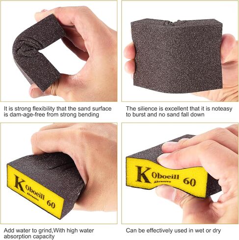 8 قطع من إسفنجات الصنفرة، 60،100،180،220 قطعة من كتل صنفرة الحوائط الجافة للخشب، وكتل ورق الصنفرة القابلة لإعادة الاستخدام، وإسفنجات ورق الصنفرة القابلة للغسل، وكتل رمل اليد الجافة الرطبة للزجاج المعدني للحوائط الجافة الخشبية in Kuwait