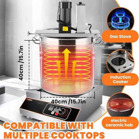 Automatic Food Mixer 40L/10.5 Gal Sauce Stirrer Frying Machine Electric Mixer Machine Commercial Pot Seasoning Bottom Soup Sauce Stirrer for for Making Jam, Sauce (110V) in Kuwait