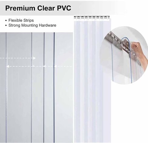 Heavy-Duty Vinyl Strip Door Curtain - 1.7mm Thick PVC Strip Curtains for Walk-in Freezers & Coolers, 210x240cm, Ideal for Residential & Commercial Use in Saudi Arabia