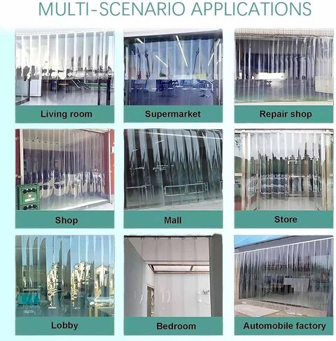 Heavy-Duty Vinyl Strip Door Curtain - 1.7mm Thick PVC Strip Curtains for Walk-in Freezers & Coolers, 210x240cm, Ideal for Residential & Commercial Use in Saudi Arabia