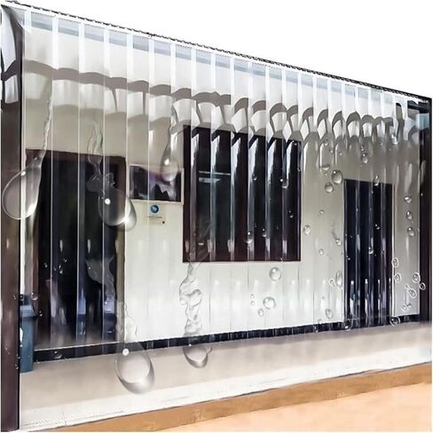 ستارة باب شريطية من الفينيل PVC الشفاف - طقم باب كامل مقاس 5.9 × 6.89 قدم للأغراض التجارية والصناعية والجراج والحيوانات الأليفة والمستودعات (سُمك 1.6 مم، متين، سهل التركيب) in Kuwait