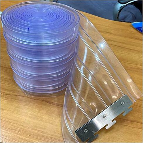 ستارة باب شريطية شفافة من مادة PVC - 6 قطع من ستائر الثلاجة والفريزر الصناعية من الفينيل، مقاس 0.9 × 2.1 متر، شرائط أبواب المستودعات المقاومة للرياح للاستخدام التجاري in Kuwait