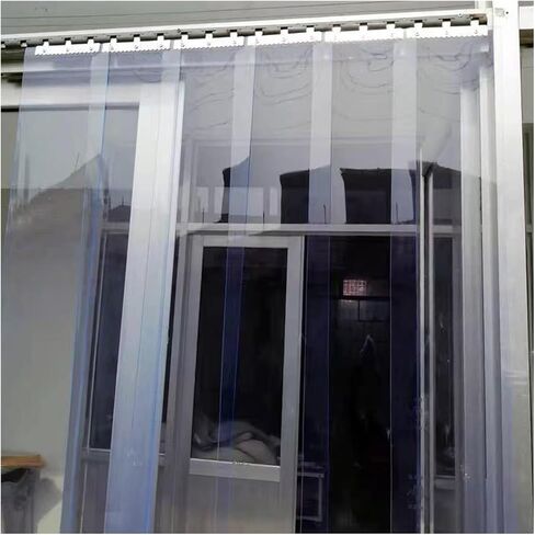 شرائط بلاستيكية شفافة ستائر الفريزر بسمك 0.06 بوصة من الفينيل شرائط الأبواب البلاستيكية طقم ستائر شريطية للمرآب والفريزر والمبرد والأبواب التجارية للمستودعات (135 × 350 سم / 53.15 × 137.8 بوصة) in Kuwait