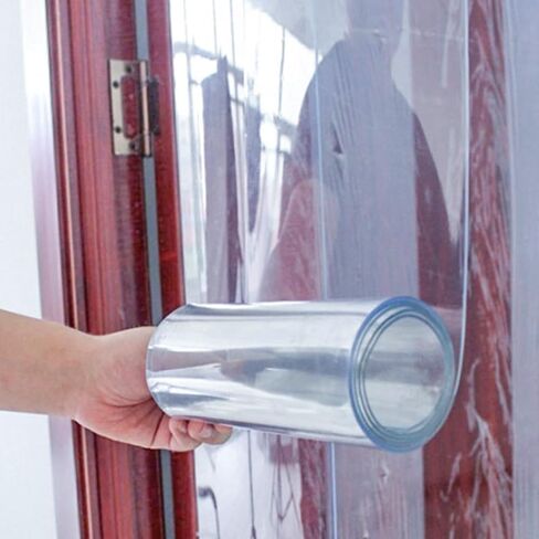 شرائط بلاستيكية شفافة ستائر الفريزر بسمك 0.06 بوصة من الفينيل شرائط الأبواب البلاستيكية طقم ستائر شريطية للمرآب والفريزر والمبرد والأبواب التجارية للمستودعات (135 × 350 سم / 53.15 × 137.8 بوصة) in Kuwait