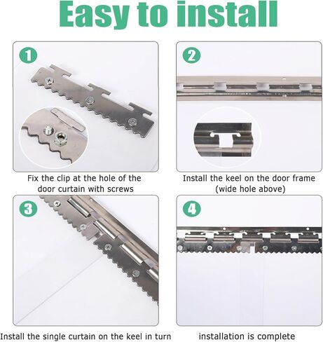 شرائط بلاستيكية شفافة ستائر الفريزر بسمك 0.06 بوصة من الفينيل شرائط الأبواب البلاستيكية طقم ستائر شريطية للمرآب والفريزر والمبرد والأبواب التجارية للمستودعات (135 × 350 سم / 53.15 × 137.8 بوصة) in Kuwait