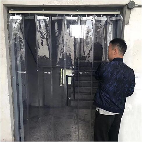 مجموعة ستائر شريطية من مادة PVC لأبواب الموظفين وغرفة التبريد - ستارة صناعية شفافة مقاس 1.5 × 2.4 متر للمستودعات ومحلات الجزارة والمبردات - سهلة التركيب، موفرة للطاقة in Kuwait