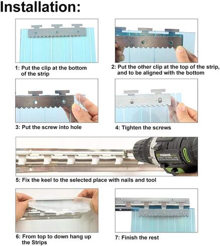 طقم ستائر باب بشريط PVC معزول حراريًا - حاجز فينيل شفاف للمجمد والمطبخ التجاري - وصول بدون استخدام اليدين، حل موفر للطاقة، in Kuwait
