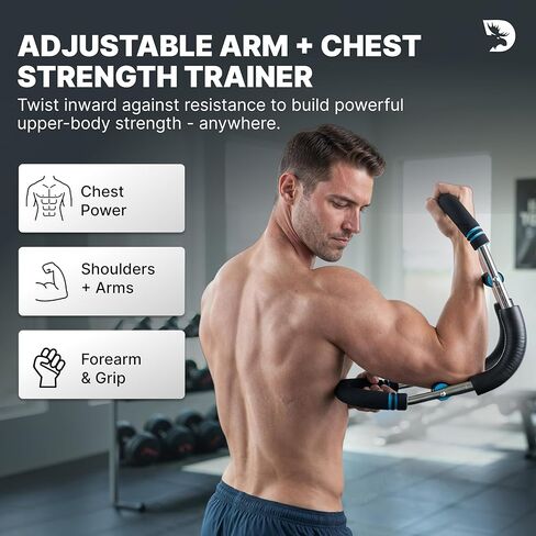 DMoose Fitness Multi Purpose Adjustable Power Twister - Chest and Arm Trainer, 3 Resistance Levels, Non-Slip Ergonomic Grip, Home Portable Biceps Strength Trainer for Men & Women in Kuwait