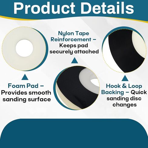 4-Pack 9" Discs Sanding Backup Pads Compatible with Porter Cable 7800 Drywall Sander, Fits Most 9" Discs Sanding Tools, Foam Backed for Durability and Reusable Disc Use in Kuwait