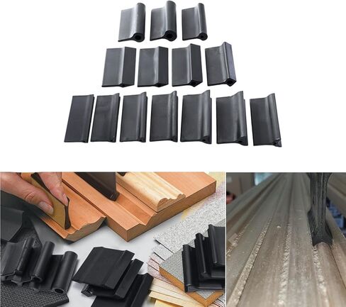 14 قطعة من وسادة التلميع المطاطية ذات الخطوط المرنة، كتلة صنفرة مقعرة محدبة، حامل ورق الصنفرة، أدوات النجارة، كتلة طحن محيطية مزدوجة لنحت الخشب والحرف اليدوية (مطاط أسود) in Kuwait