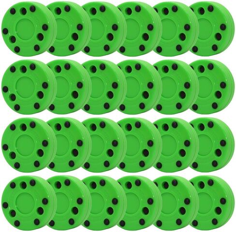 Green Biscuit NHL Street Roller Hockey Puck-24 Pack, Outdoor Off ice Hockey Pucks for Practice + Training and Stick Handling - Original Street Puck with Rollers - Official in Kuwait
