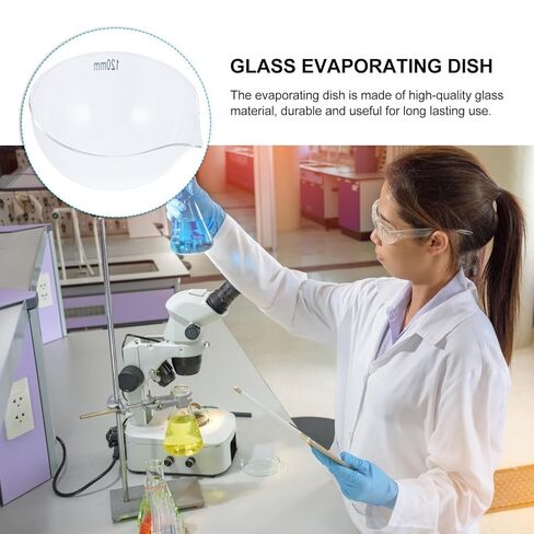 DOITOOL Glass Flat Bottom Evaporating Dish 120mm Laboratory Evaporation Container Borosilicate Glass Scientific Experiment Heating Vessel in Saudi Arabia