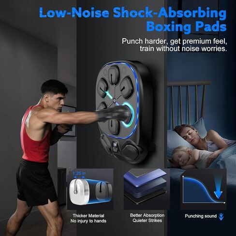 Large Music Boxing Machine for Adults & Kids,8 Colorful Light-up Targets on Wall Punching Pad,Smart Boxing Trainer with Bluetooth, Includes Gloves in Saudi Arabia