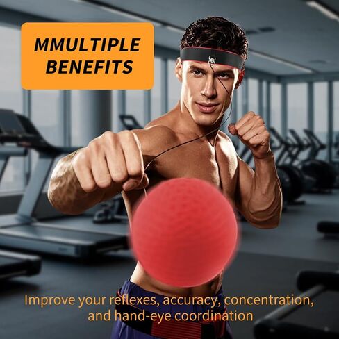 Boxing Reflex Ball Headband Set - Includes 4 Different Boxing Balls, 2 Adjustable Headbands, 4pcs Spare Ropes and 2pcs Protective Gloves, for Adults Boxings Equipment in Kuwait