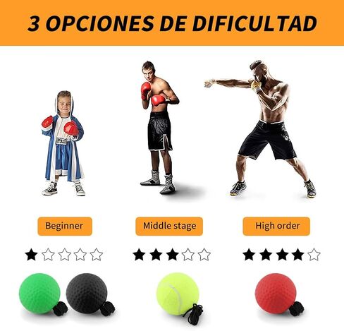Boxing Reflex Ball Headband Set - Includes 4 Different Boxing Balls, 2 Adjustable Headbands, 4pcs Spare Ropes and 2pcs Protective Gloves, for Adults Boxings Equipment in Kuwait