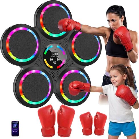 Smart Musical Boxing Machine with 2 Pairs of Gloves - 2026 Upgraded Music Box Machine for Kids & Adults, Wall Mounted Bluetooth Rhythm Punching Trainer, Home Fitness Gift in Saudi Arabia