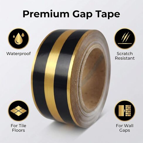2.5 CM Tile Gap Decorative Tape 5 Meters Length Self Adhesive Sealing Caulk Strip for Living Room, Kitchen, Bathroom - Black in Saudi Arabia