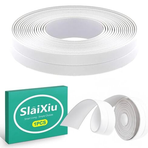 slaixiu 1-Pack 1.5 "x10.5ft White Caulk Tape - شريط إغلاق ذاتي اللصق مقاوم للماء لأحواض الاستحمام والاستحمام والمراحيض وأسطح المطبخ in Kuwait