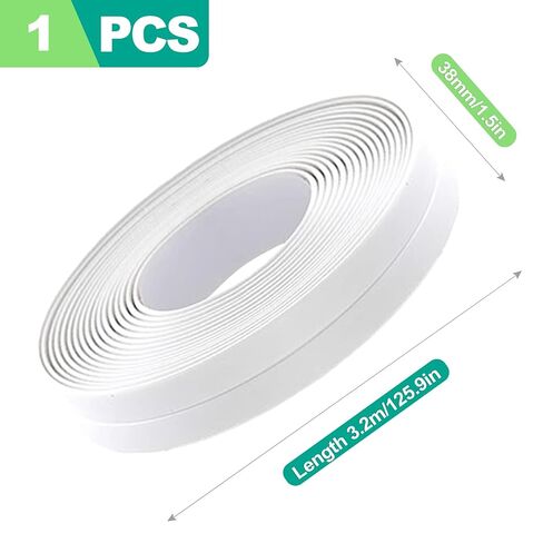 slaixiu 1-Pack 1.5 "x10.5ft White Caulk Tape - شريط إغلاق ذاتي اللصق مقاوم للماء لأحواض الاستحمام والاستحمام والمراحيض وأسطح المطبخ in Kuwait