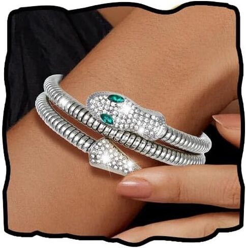 Snake Bracelet for Women Bendable Snake bangles Medusa Rhinestone Hand Jewelry in Kuwait