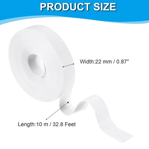 PATIKIL Caulk Tape 0.9" x 33 Ft, Self Adhesive Sealing Tape Waterproof Toilet Tub Caulk Sealant Strip Sealing Trim for Kitchen Bathroom Toilet Bathtub Sink Countertop, White in Saudi Arabia